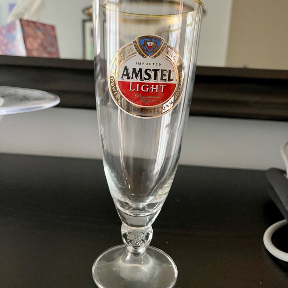 Amstel Light Lager Amsterdam Holland 33 CL Beer Glass, Chalice Pilsner Footed